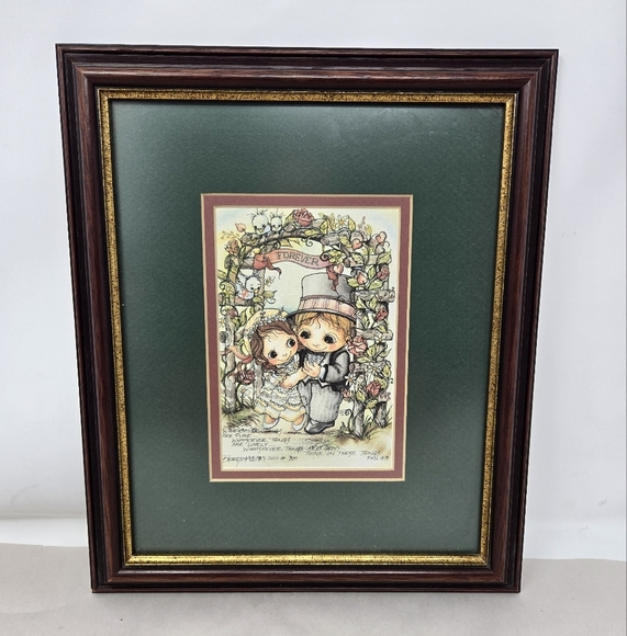 Vtg Jody Bergman Framed Forever Print Whatssoever Things Are Pure Bride & Groom - Picture 2 of 10